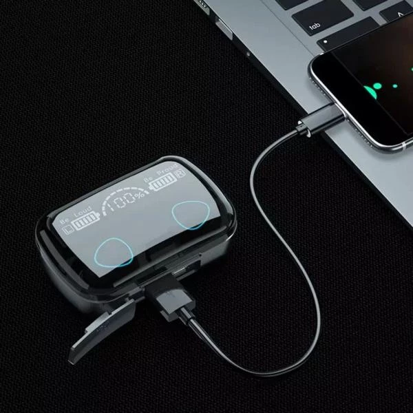 Simsiz, sukeçirməz, sensorlu Bluetooth qulaqlıqlar M10 2In1 (V5.3) power bank — Simsiz qulaqlıqlar, Bakı (2)