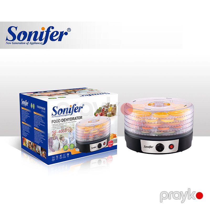 Sonifer SF-4033 5 Pilləli Elektrikli Meyvə Qurutma Maşını 250w Mini Giləmeyvə Qıda Quruducusu — Ev texnikası, Bakı (6)