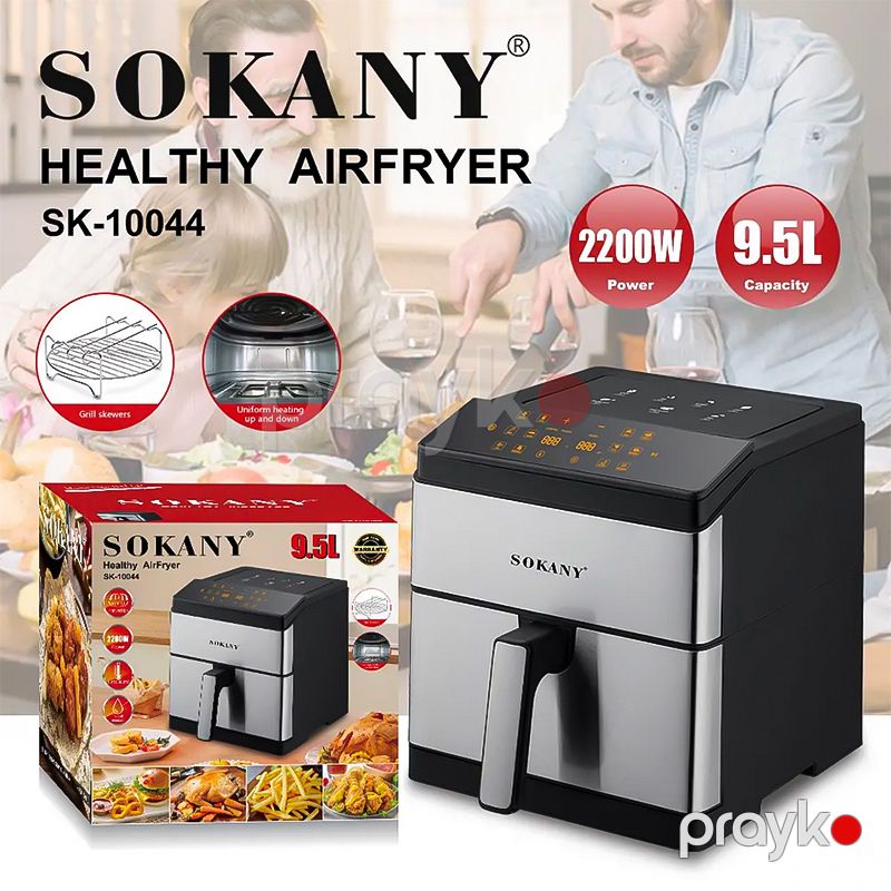 Rəqəmsal Fritür Sokany SK-10044 Çoxfunksiyalı 2200w 9.5L Paslanmayan Polad Qril Hava Fritöz Ağıllı Air Frey — Digər mətbəx texnikası, Bakı (7)