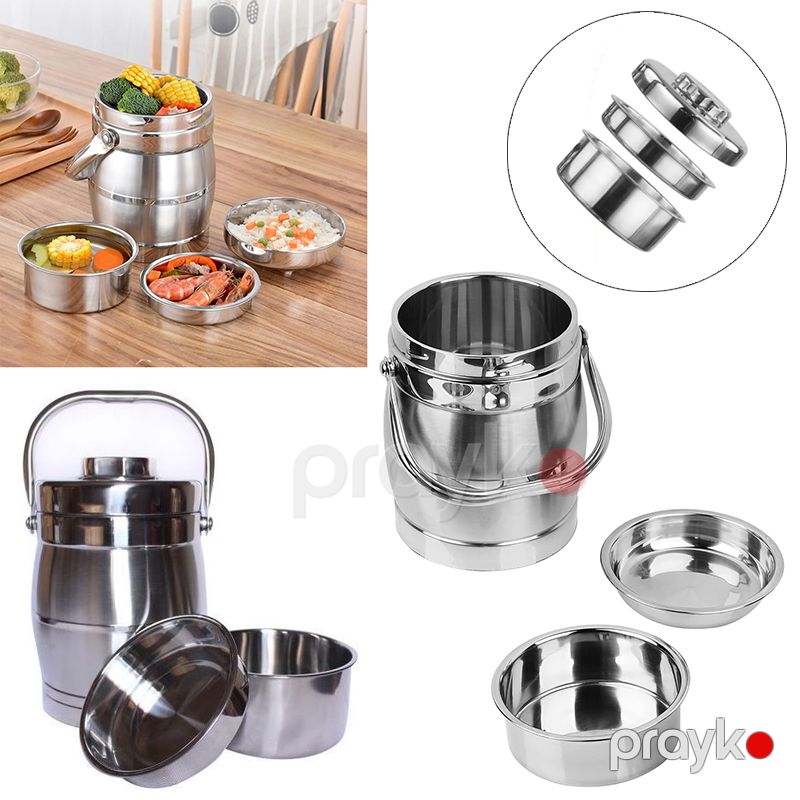 Vakuum İzolyasiyalı Paslanmayan Polad Qida yümək Saxlama Qabı 3 Hissəli İkiqatlı Polad Always Yemək Termosu Səyahət Piknik Qabı 2.5L — Termos və termoş, Bakı (5)