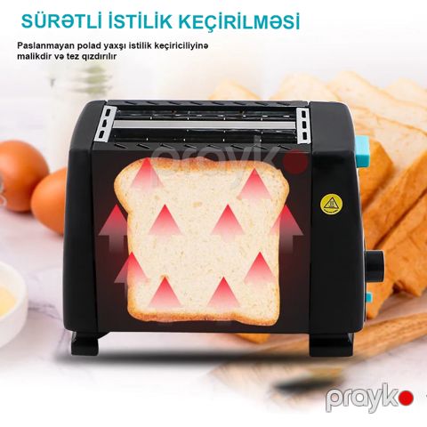 Elektrikli Toster 650W Mətbəx Aləti Mini Sandviç Hazırlayan Çörək Qızardıcı Toaster — Bakı