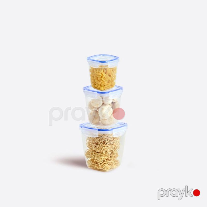 Qida Saxlama Qabı Kilidli 3 Ədəd dərin kvadrat Saxlama qabı Şəffaf Plastik Dəst 575, 1075, 1900 ml — Qablar və mətbəx əşyaları, Bakı (2)