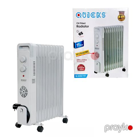 Radiator Q-4230/11/F 11-li 2500W Ventilyatorlu ELektrikli Radiator Ağ Rengli Döşəmə Qızdırıcı — Bakı