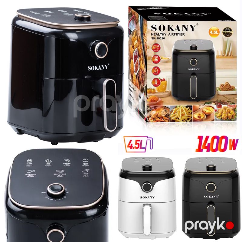 Sokany Fritöz SK-10026 Hava fritöz Sokany SK-10026 Qara 4,5L Mexaniki idarəetmə ilə hava fritözü 1400W Ağıllı — Digər mətbəx texnikası, Bakı (4)