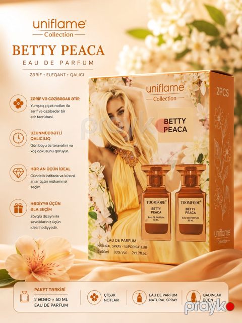 Uniflame Betty Peaca qadınlar üçün ətir dəsti (ətir suyu 2 əd x 50 ml) — Bakı