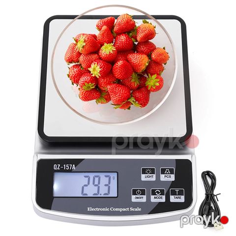 Elektron Tərəzi Suya Davamlı USB Təkrar Doldurula Bilən Dəqiq Mətbəx Tərəzisi Çoxfunksiyalı 15KG-1g — Bakı