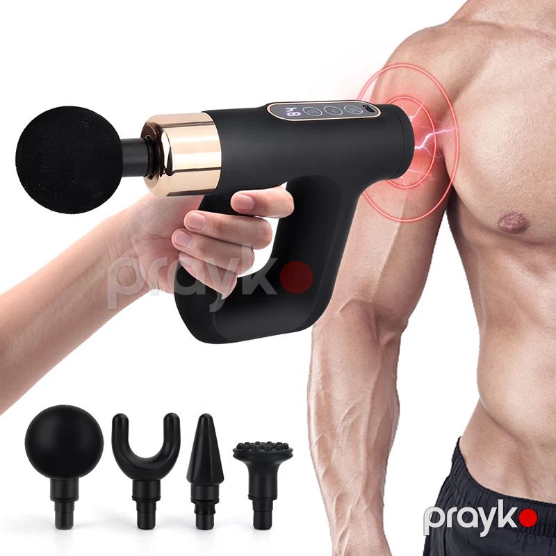 4 Müxtəlif Başlıqlı Vibrasiyalı Masaj Tapançası Bədən, Boyun Əzələ Rahatlatıcı Masaj Silahı Ağrını Azaldan Fitness Masaj Aləti — Masaj aparatları, Bakı (5)