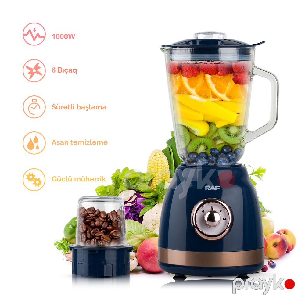 RAF Kokteyl Blenderi Böyük Tutumlu Təzə Tərəvəz Meyvə Şirəsi Blenderi 1000W — Blenderlər, xırdalayanlar və mikserlər, Bakı (5)