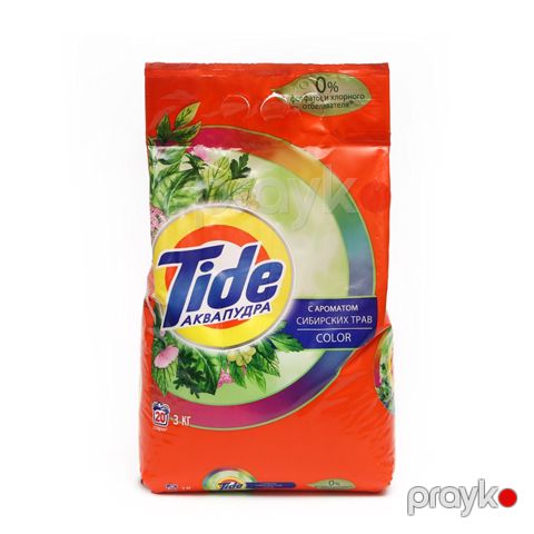 Tide Rəngli Çamaşırlar Üçün Yuyucu Toz Tıde Aquapowder Color Sibir otları Avtomatik 3 kq Paltar Yuyucu Toz — Bakı