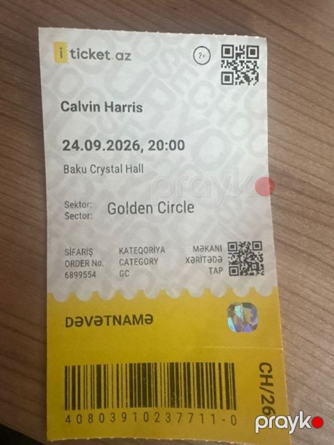 Məhsul: Konsert üçün bilet (iTicket.az) Tədbir: Calvin Harris Tarix — Şirvan