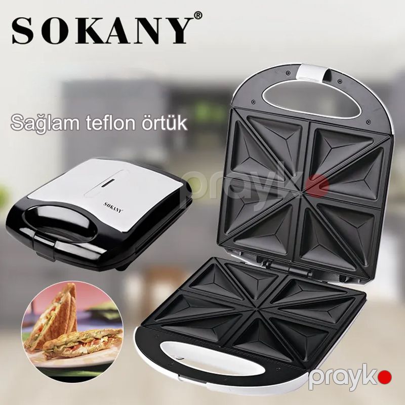 Sokany 811 Çoxfunksiyalı Elektrikli Toster Yapışmaz Səth Sandviç Hazırlayan Toster 1400W — Toster və vaflyasıcı, Bakı (4)