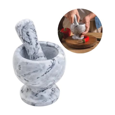 Mərmər Naxışılı Sarımsaq Əzən Ağ Naxışlı Sarımsaq Əzən — Tableware and kitchen accessories