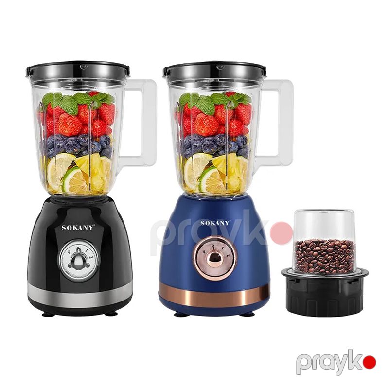 Sokany 500W Crusher 1.5L Böyük Tutumlu Çoxfunksiyalı Gümüş Blender Yüksək Sürətli Paslanmayan Polad Bıçaq — Blenderlər, xırdalayanlar və mikserlər, Bakı (2)