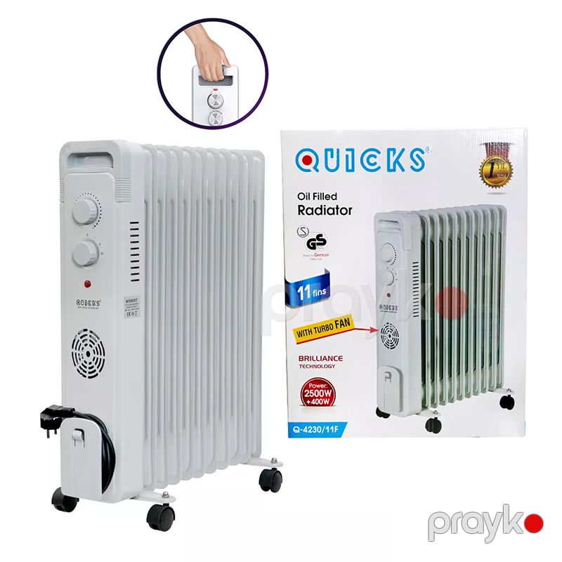 Radiator Q-4230/11/F 11-li 2500W Ventilyatorlu ELektrikli Radiator Ağ Rengli Döşəmə Qızdırıcı — Isıtıcılar və isı ventilatorları, Bakı (3)