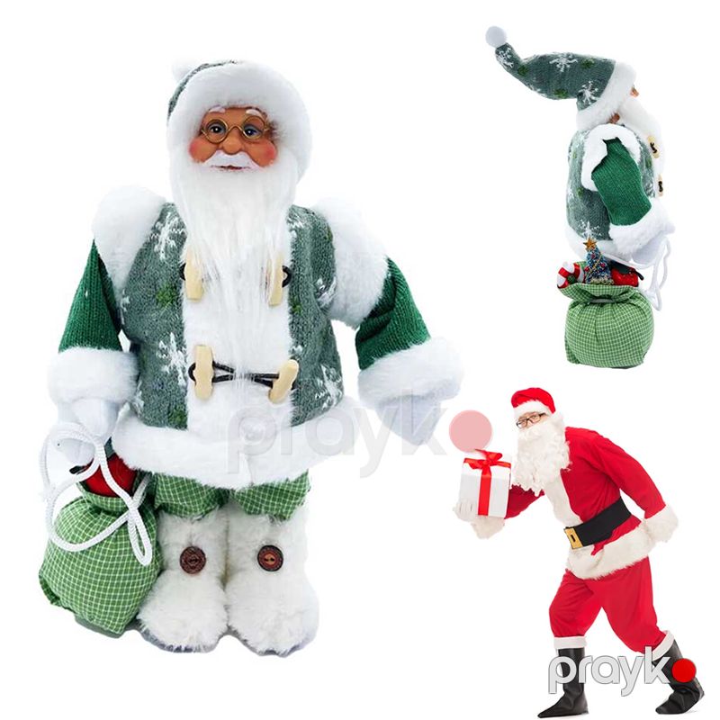 Şaxta Baba 60SM Qar Adamı BB 239-31 Şaxta Baba Masa Heykəli Dekoru Yaşıl Rengli Yeni İl Şaxta Babası Santa — Mallar, Bakı (4)
