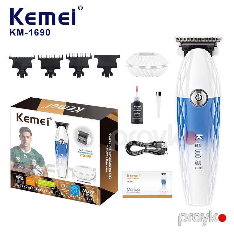 Kemei KM-1690 - Trimmer Adapterli Saç Kəsici 10W Əsas Şarj Vasitəsi ilə Professional Bərbər Saç Kəsici Maşınları — Usturalar, trimmerler və epilyatorlar, Bakı (6)