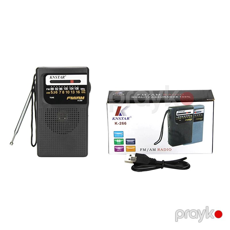 Knstar K-266 Portativ Mini AM FM Radio Daxili Dinamik Antenna 3.5mm AUX Qulaqlıq — Elektronika, Bakı (7)