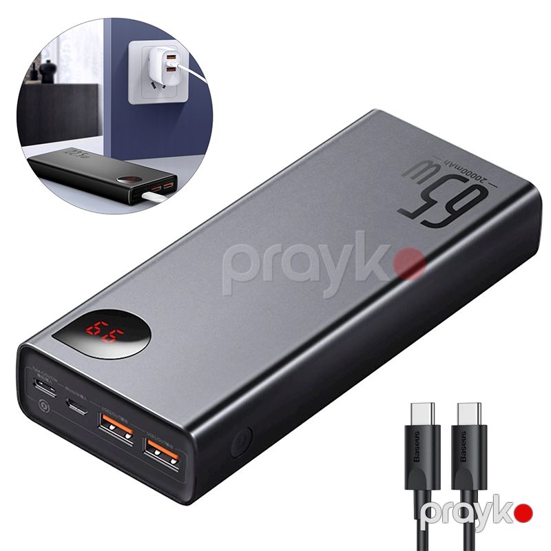 Baseus Adaman 20000mAh Black Noutbuk Üçün 65W 20000mAh Portativ Şarj Cihazı Sürətli Doldurma USB C 4 — Telefonlar və qadjetlər, Bakı (5)