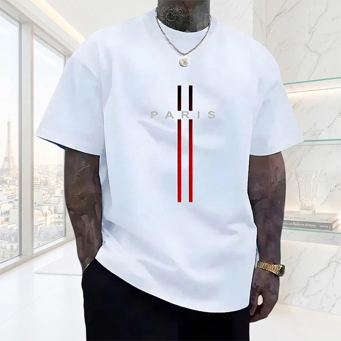 Kişi futbolkası «Paris Edition» (Oversize, 100% Pambıq) — Bakı
