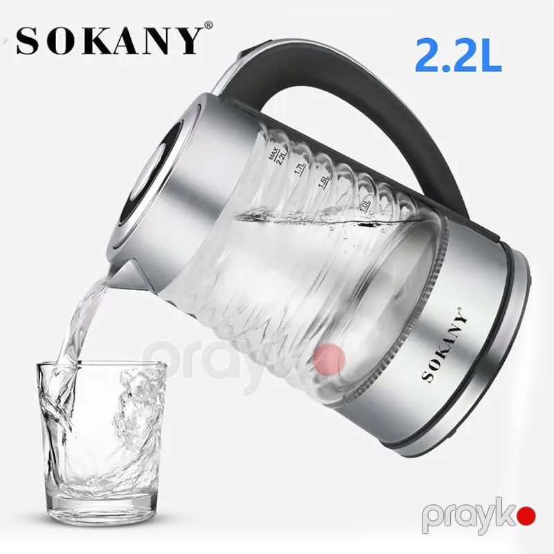 Zogıfts Sokany Böyük Tutumlu Elektrikli Şüşə Çaydan 2000W Yüksək Temperatur Nəzarəti SO-SK-1027 2.2 L — Elektrik çaydanları və termoslar, Bakı (3)