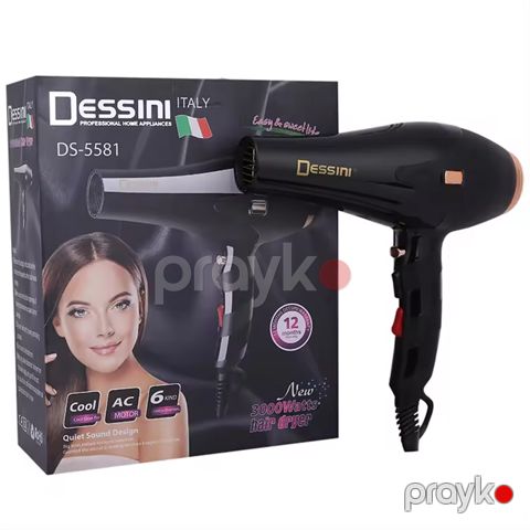 Dessını DS-5581 Yüksək Sürətli Hava Feni Peşəkar Fen 3000W Gücündə Yüksək Keyfiyyətli Hava Feni — Bakı