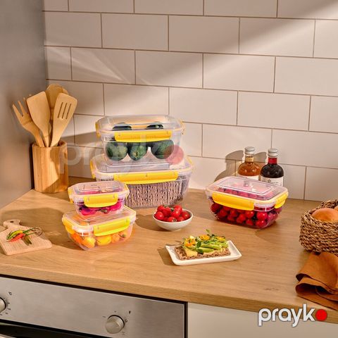 Dunya Lock & Fresh 5li Saxlama Qabı Plastik Böyük Qida Saxlama Konterneri 5 Parça Düzbucaqlı Qida Saxlama Qabı Dəsti — Bakı