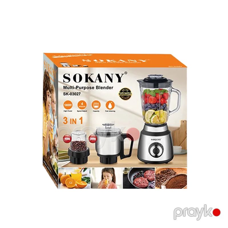 Sokany SK-03027 - Blender 1000 Vt Gücə Malik Çoxfunksiyalı Qida Prosessoru — Blenderlər, xırdalayanlar və mikserlər, Bakı (5)