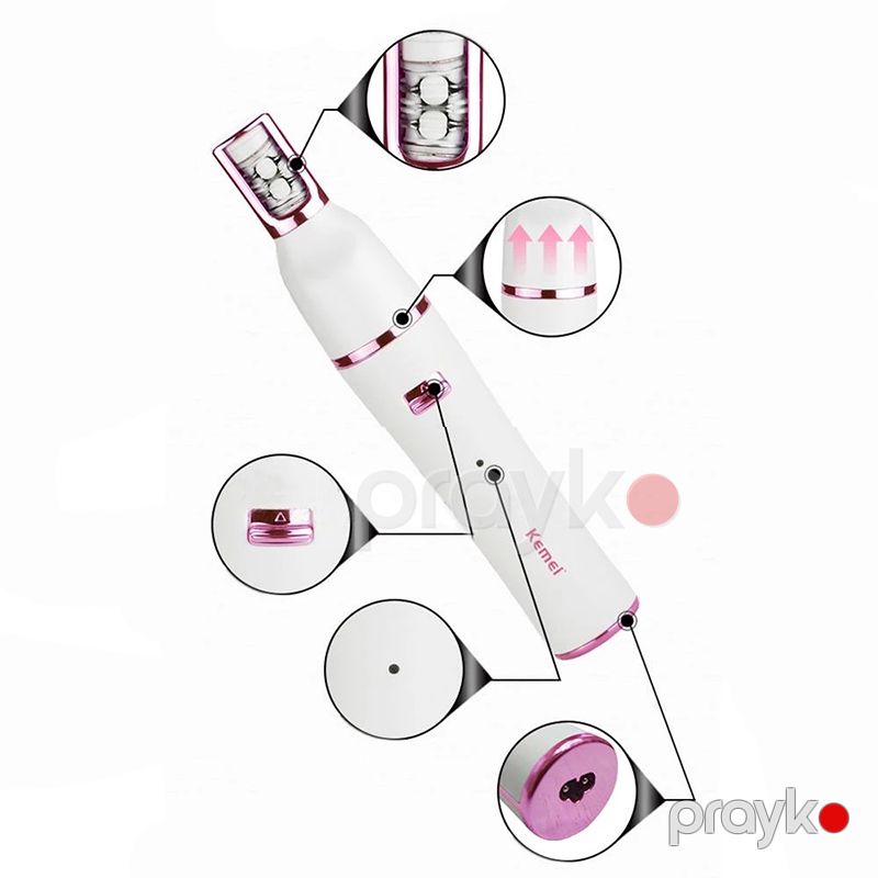 Kemei KM-2189 elektrikli üz təmizləyici masaj fırçası 7 IN 1 qadın elektrikli epilator suya davamlı qadın təraş üzə qulluq vasitəsi — Gigiyena, Bakı (5)