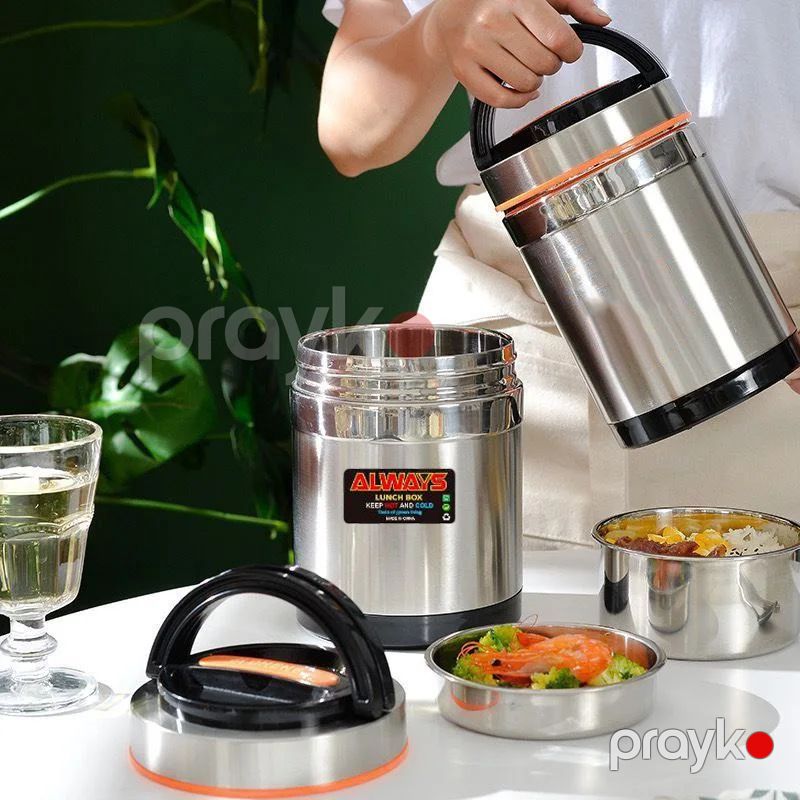 Always Termos Qab 2l İsti Yemək Saxlama Qabı Lunch Box 3 Qatlı İzolyasiya Yemək Termosu Polad Səyahət Nahar Termosu — Qablar və mətbəx əşyaları, Bakı (6)