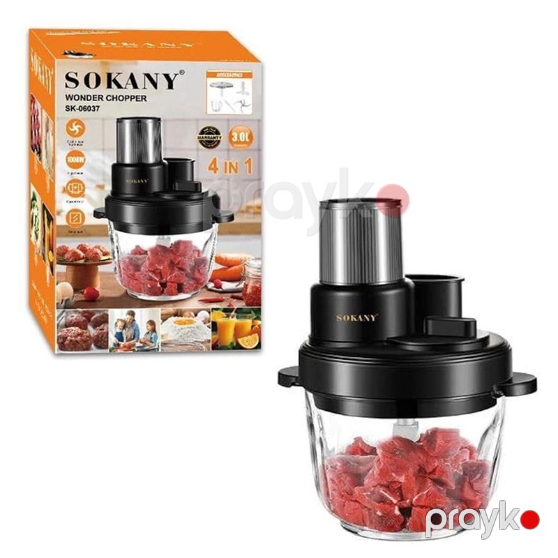 Sokany Şüşə Doğrayıcı SK-06037 4-in-1 Çoxfunksiyalı 3L tutum və 1000W güclü Doğrayıcı — Blenderlər, xırdalayanlar və mikserlər, Bakı (4)