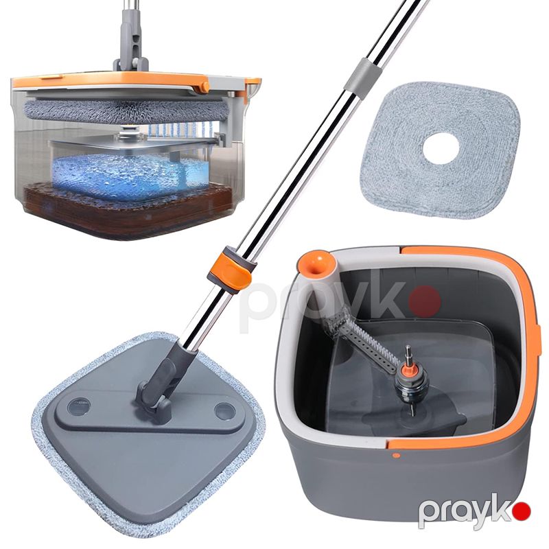 Mikrofiber Mop Sıxma Dəsti 360° Təmiz Su Ayırma Sistemli Kvadrat Fırlanan Paspas Kvadrat Fırlanan Mop və Vedrə Dəsti — Mallar, Bakı (7)