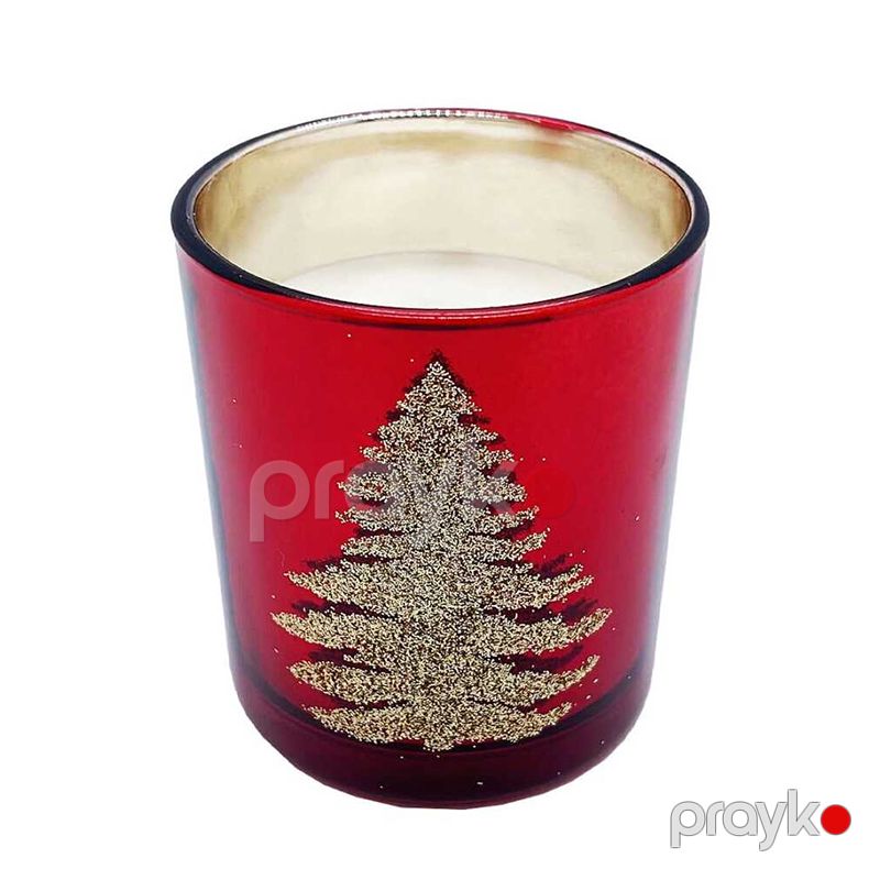 Yeni İl Şamı Glass Cup Candle Aromatik Mum Parıltılı Əl İşi Şam BB 257-2 Zərif Hədiyyəlik Yeni İl Şamı — Mallar, Bakı (3)