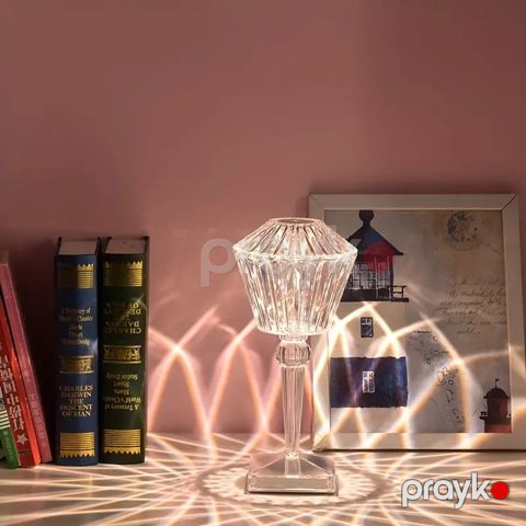 Kristal Stol Lampası 3 Yönlü Dəyilə Bilən İşıqlı Brilyant Seriyası Crystal Lampa Şəffaf LED Otaq Lampası — Bakı