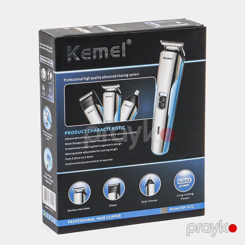 Kişilər Üçün Kemei Üz Bədən Təraş Maşını Yuyula Bilən Professional Polad Saç Saqqal Kəsici Zərif Dizaynda KM1412 Trimmer — Usturalar, trimmerler və epilyatorlar, Bakı (8)