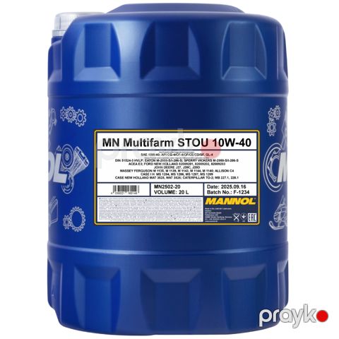 Mühərrik yağı Mannol Multifarm Stou SAE 10W-40 2502 20 lt — Bakı