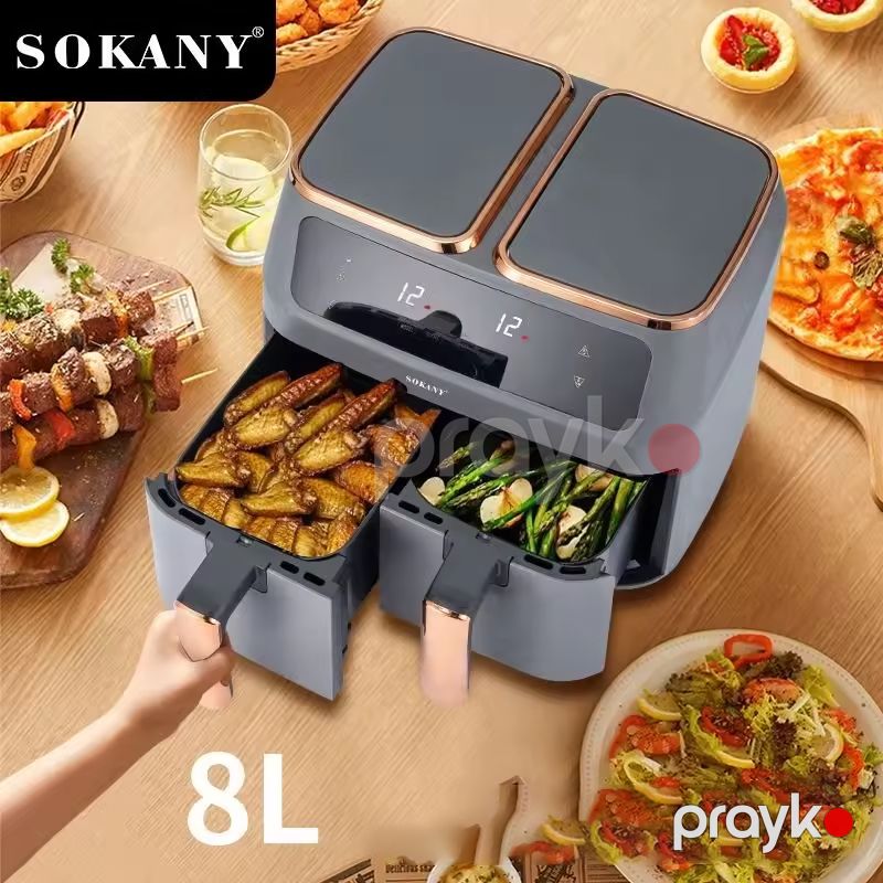 Sokany SK-ZG-8030 Çoxfunksiyalı Elektrikli Qızardıcı İki Hissəli Qızardıcı Airfryer Böyük Tutumlu Airfryer 8L — Digər mətbəx texnikası, Bakı (5)