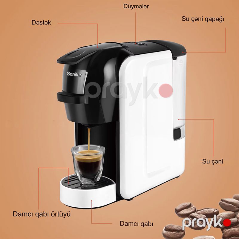 Sonifer SF-3539 Yüksək Təzyiqli Qəhvə Hazırlayan Maşın 3-ü 1-də Kapsul Qəhvə Maşını — Digər mətbəx texnikası, Bakı (6)