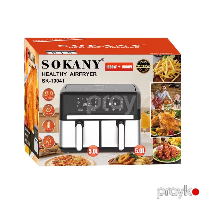 Fritür Sokany SK-10041 Multifunctional Digital Air Fryer 2 Tavalı Elektrikli Hava Fritöz Ağıllı Hava Fritözü 3000W 6L — Digər mətbəx texnikası, Bakı (5)