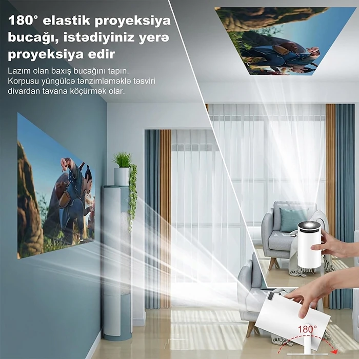 Techvıda HY300 PRO Smart Portativ 4K Mini Proyektor — Eviniz üçün Mükəmməl Kinoteatr Təcrübəsi + 64GB yaddaş kartı Hədiyyə — Elektronika, Bakı (2)