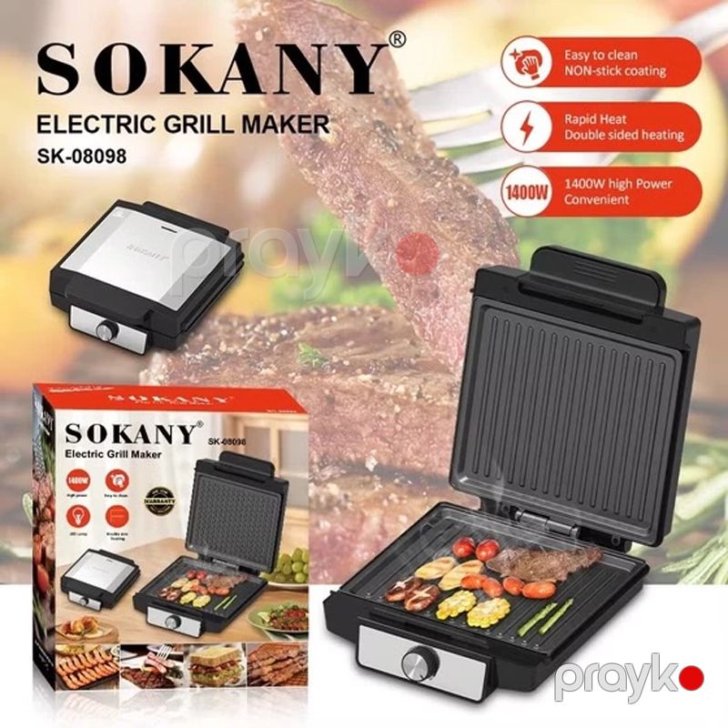 Sokany SK-08098 - Toster Sendviç Cihazı, 1400W Güc, Paslanmayan Polad Korpus, Yapışmayan Plitə — Toster və vaflyasıcı, Bakı (4)
