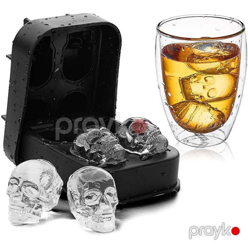 Silikon Buz Qabı Silikon Dörd Kəllə Formalı Buz Küpü Ev Və Bar Üçün Buz Qabı Kokteyl Buzlu Qəhvə Buzlu Çay Soda Su Üçün Buz Qabı — Qablar və mətbəx əşyaları, Bakı (7)