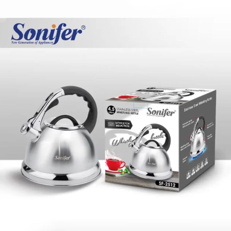 Sonifer SF-2512 Qaz Elektrik və İnduksiya Sobası Üçün Fısıltılı Çaydan 4.5L Yüksək Tutumlu Paslanmayan Polad Çaydan — Çaynikler və qəhvə qabları, Bakı (3)