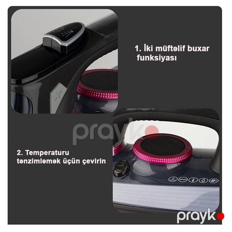 Yeni Yüksək Keyfiyyətli RAF Ruxarlı Ütü Led Ekrana Sahib 2200W Gücündə Professional Buxar Ütüsü R.1195 — Ev texnikası, Bakı (4)