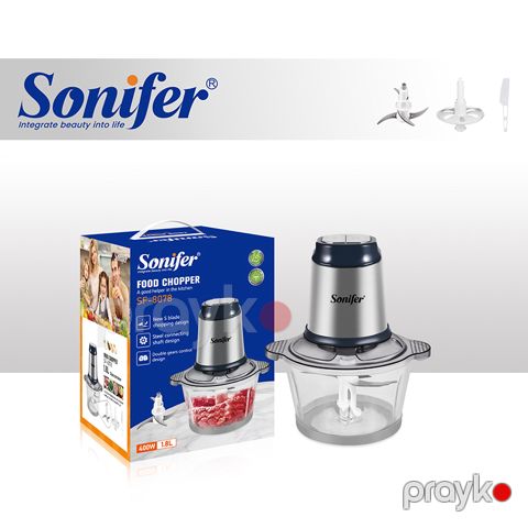 Sonifer SF-8078 Doğrayıcı 300W 2 Sürətli Mühərrik 1.8L Qab Çoxfunksiyalı Ət Tərəvəzli Yemək Doğrayıcı Elektrikli — Bakı