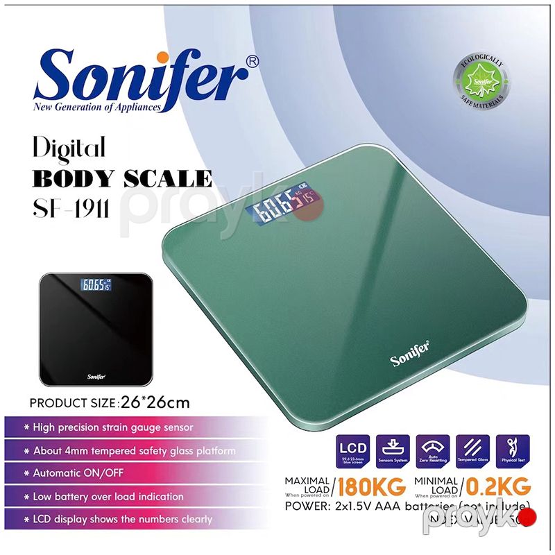 Sonifer SF-1911 LED Ekrana Sahib 180 kq-a Qədər Çəki Üçün Elektron Döşəmə Tərəzisi Ev Üçün Rəqəmsal Şüşə Məişət Tərəzisi — Tərəzi, Bakı (3)