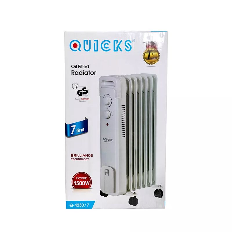 Radiator Q-4230/7 1500W Gücündə 7 Dilim Ağ Radiator Kiçik Otaq Qızdırıcı Elektrikli Yağ Radiatoru — Isıtıcılar və isı ventilatorları, Bakı (3)