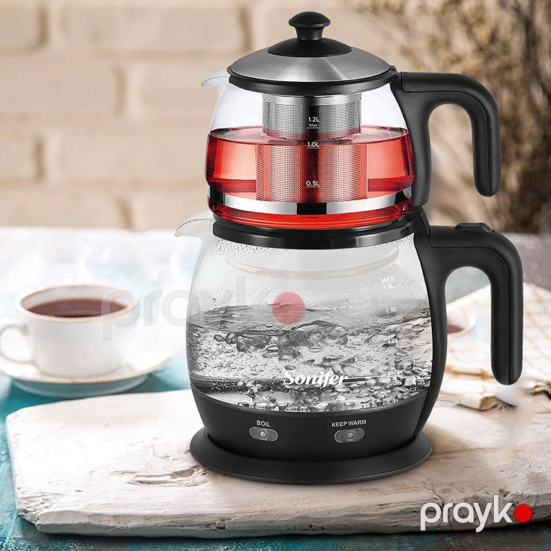 Sonifer SF-2089 Elektrikli Çaydan Çaynik Dəsti 2200W Gücündə Çaydan Tutumu 1,8L Çaynik Tutumu 1,2 L — Elektrik çaydanları və termoslar, Bakı (2)