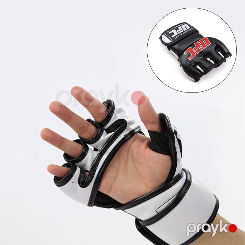 UFC MMA Əlcəyi Sparring Cage Döyüş Əlcəyi Barmaqsız Muay Tay, Boks Dəri Əlcək Qara Rengli Boks əlcəyi — İdman, hobi, istirahət, Bakı (3)