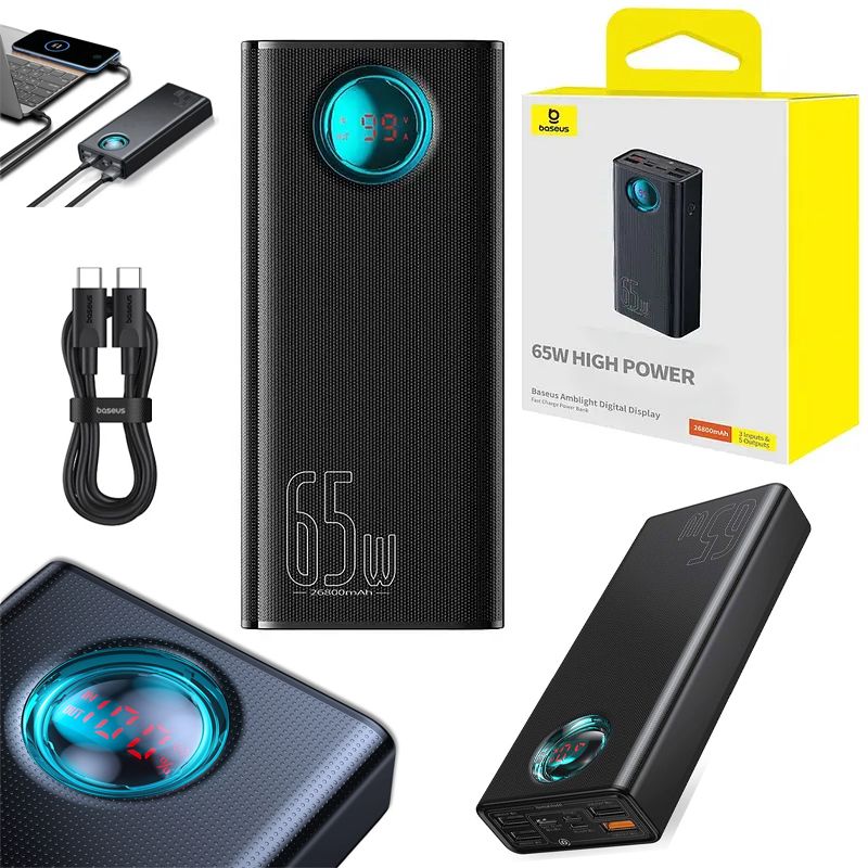 Baseus Amblight Digital Display Fast Charge Rəqəmsal Power Bank 30000mAh Tez Doldurma Enerji Bankı — Telefonlar və qadjetlər, Bakı (4)