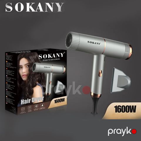 Yüksək Sürətli Sokany Saç Qurutma Feni 1600W 3 Temperatur Ayarlı Professional İon Hava Feni Sk-2220 — Bakı